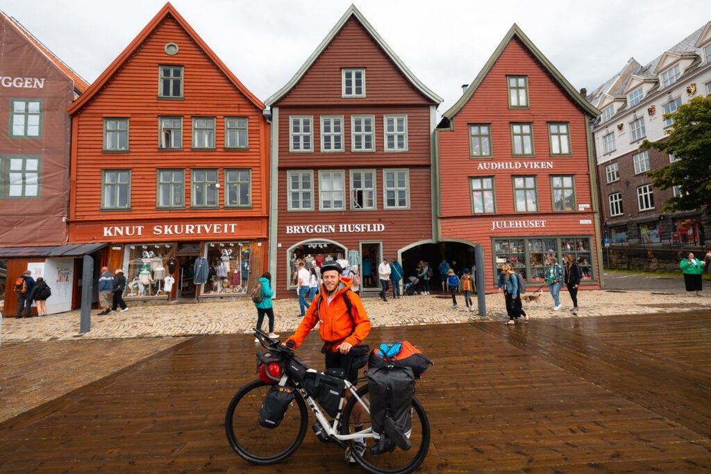 Bryggen - The Spectacular Colorful Houses In Bergen, Norway Cycling at bryggen, norway