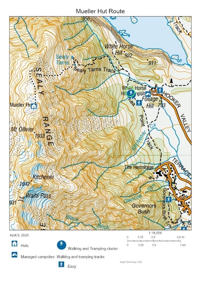 MUELLER HUT ROUTE MAP