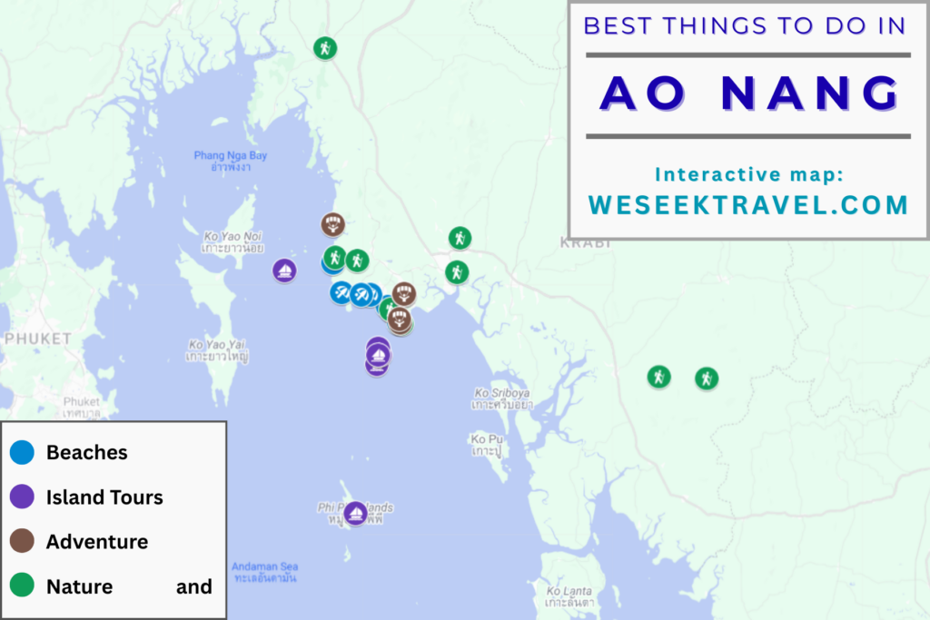 Map of the best things to do in Ao Nang Thailand