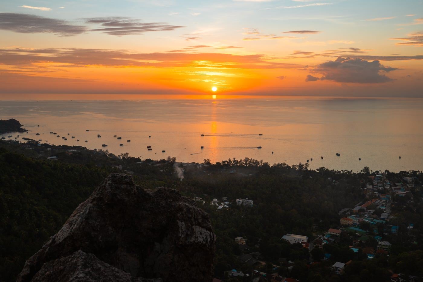 Koh Tao Vs Koh Samui: Which Island Should You Pick? Sunset over sairee beach seen from fraggle rock viewpoint on koh tao