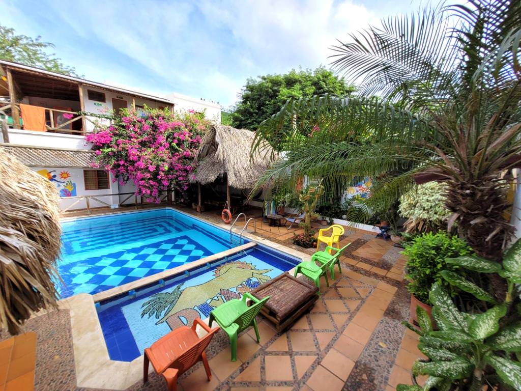 Outdoor swimming pool for dive practice Divanga Hostel
