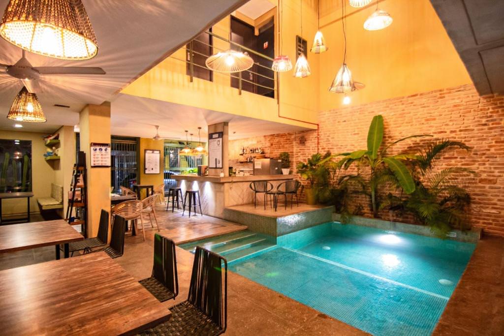 Indoor swimming pool at the Oasis Fresh Hotel