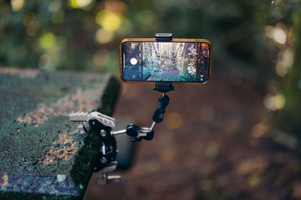 Reviewing Heipi'S Super Clamp &Amp; New Camera Backpack Clip Testing the heipi camera clamp on a flat table in the forest with a phone