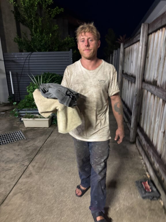 About Olly Gaspar &Amp; We Seek Travel Olly gaspar covered in dirt after working on the boat