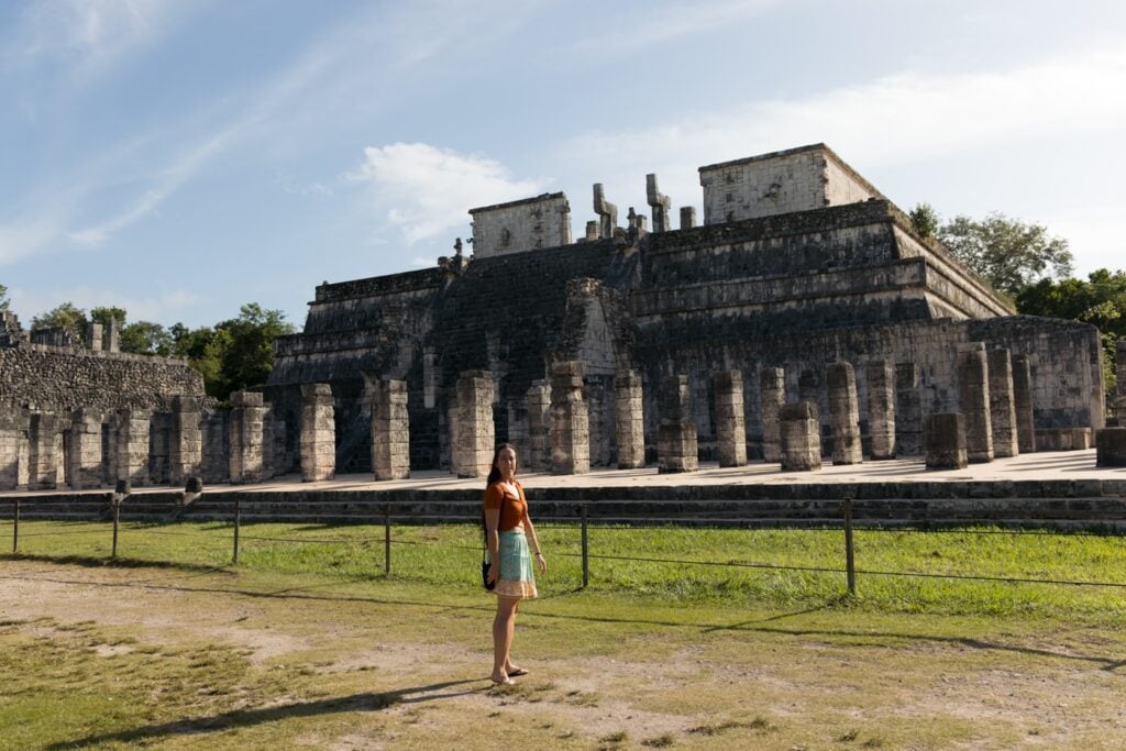 Girl at Chichen Itza historic ruins