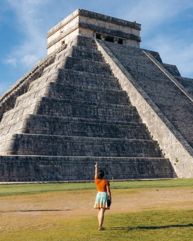 Girl standing at Chichen Itza, Mexico
