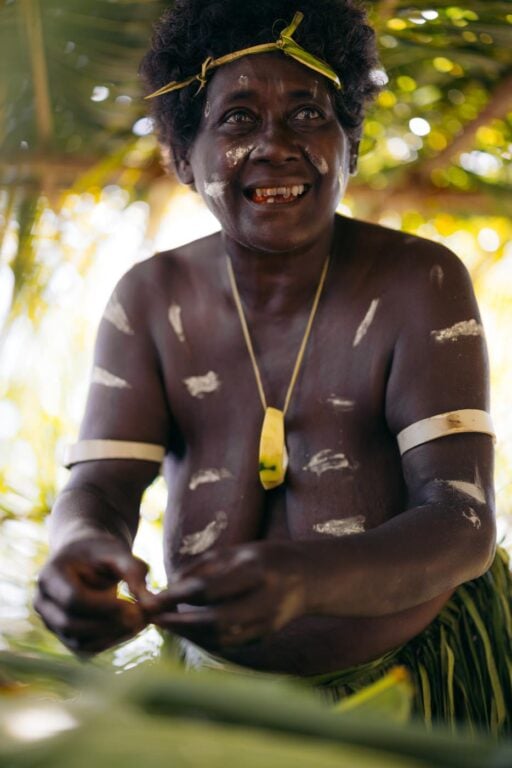 Local Solomon Islands woman in traditional dress