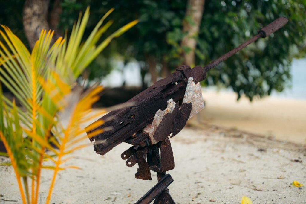WWII machine gun relic from the Solomon Islands