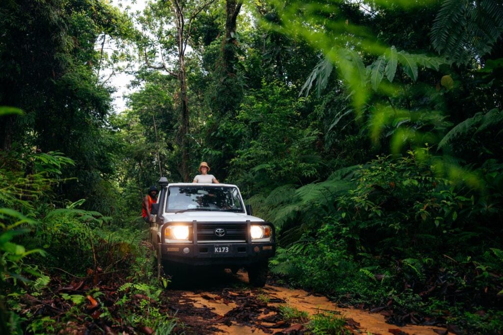 Traveler in a LandCruiser in the Solomon Islands