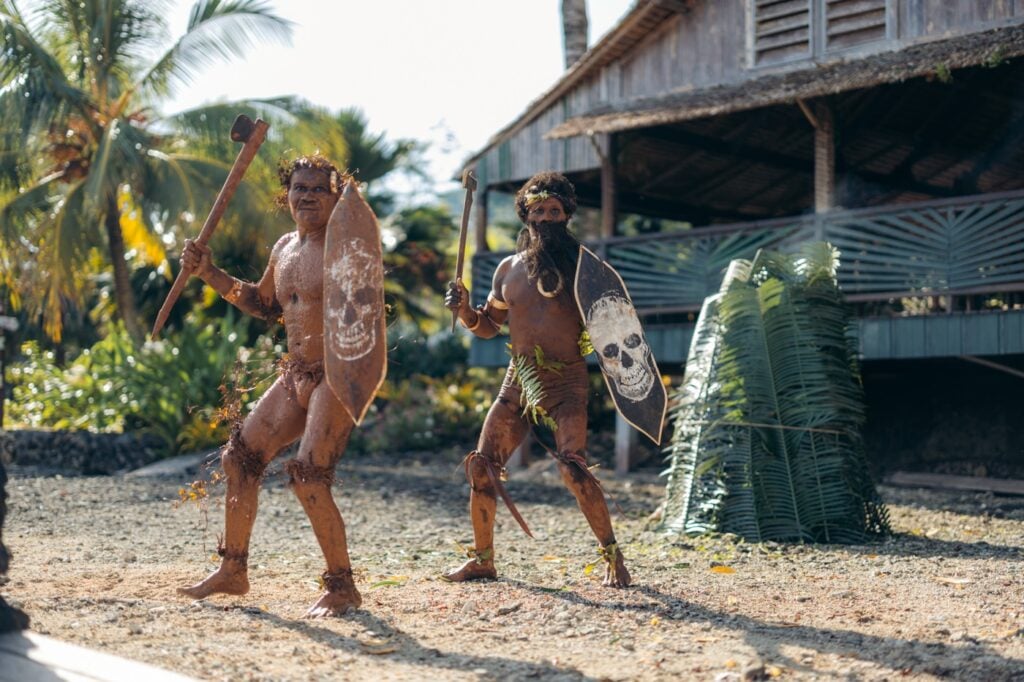 Solomon Islander headhunter cultural display
