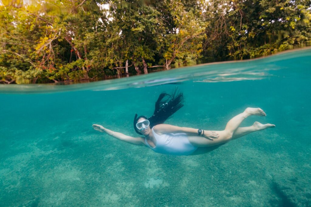 Girl snorkeling in the Solomon Islands