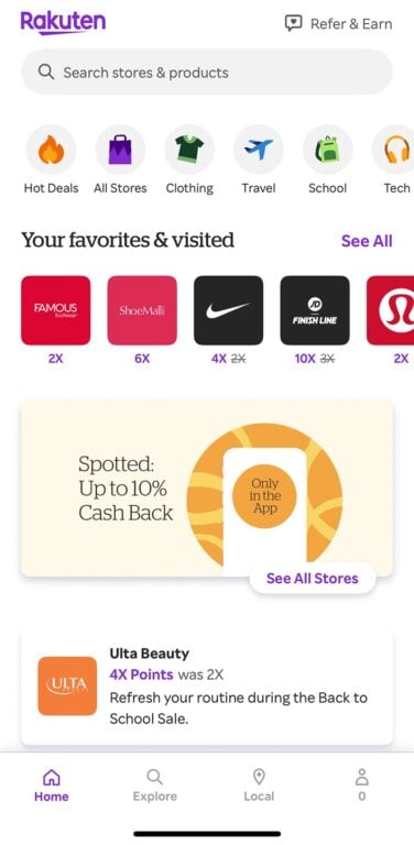 Rakuten stores dashboard