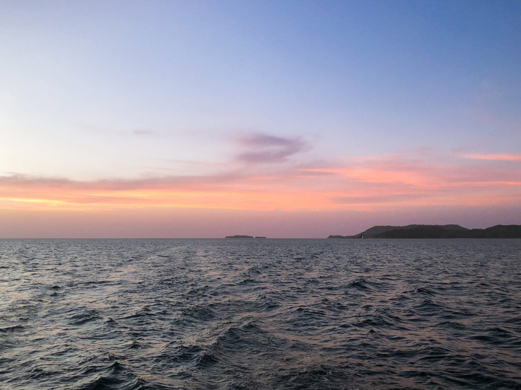 Sunset in Costa Rica viewed from catamaran