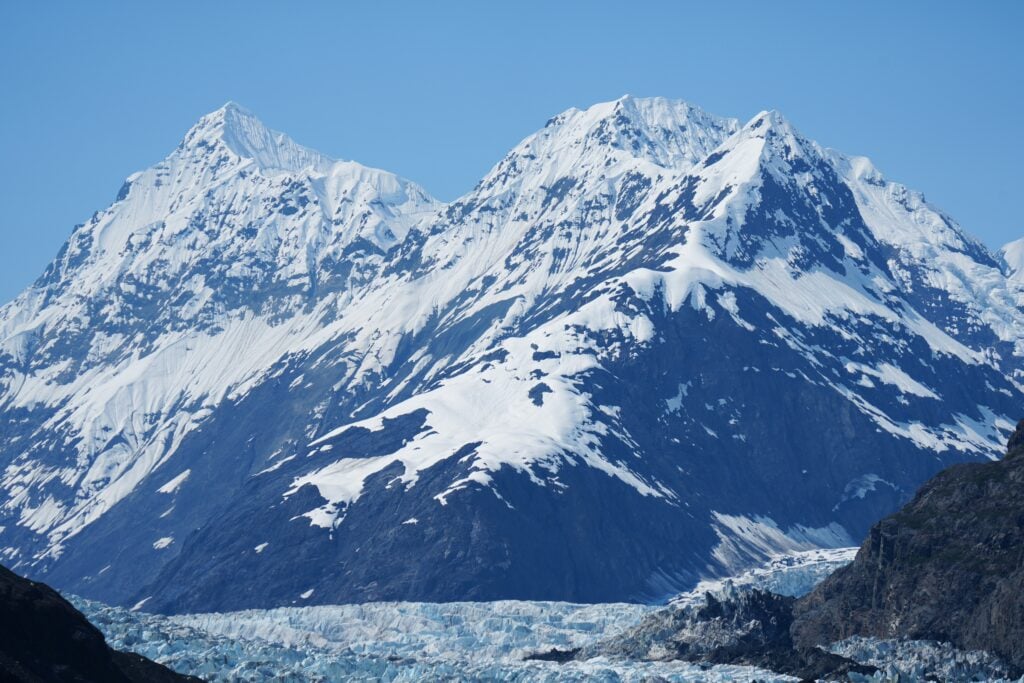 Tall mountain peaks near Glacier Bay