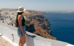 Traveler admiring a beautiful view in Greece