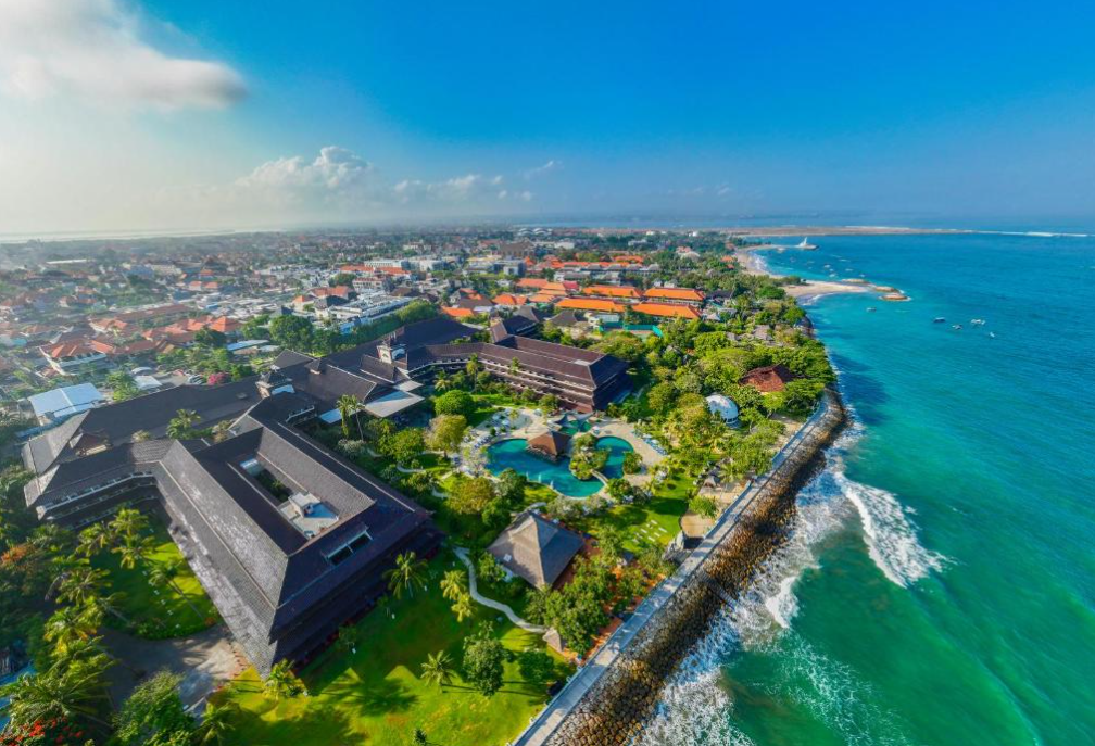 Aerial view of beach resort discovery kartika in bali