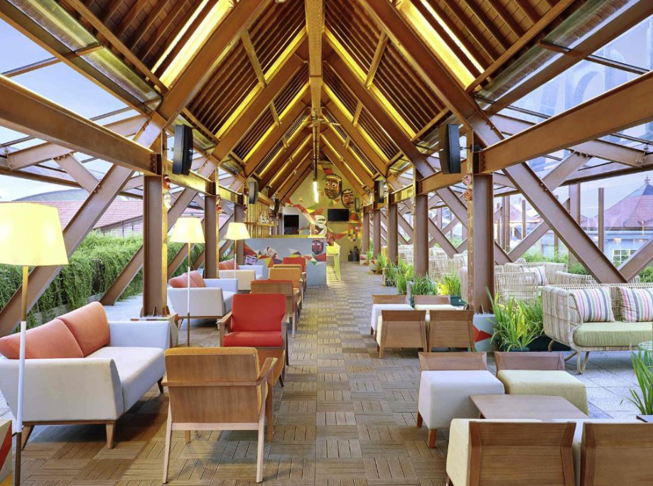 Open air lobby at novotel bali hotel