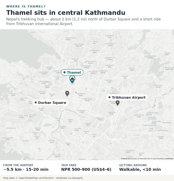 A Trekker'S Guide To Thamel In Kathmandu Map of thamel in kathmandu